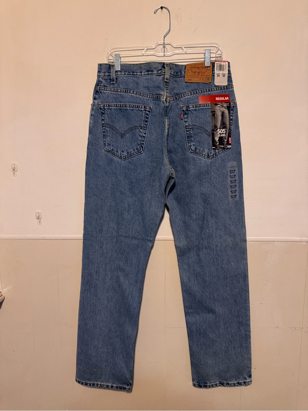 Levi’s 505 Regular Fit Jeans Men’s 34x30 Blue Straight Leg NWT 100% Cotton - Picture 4 of 9